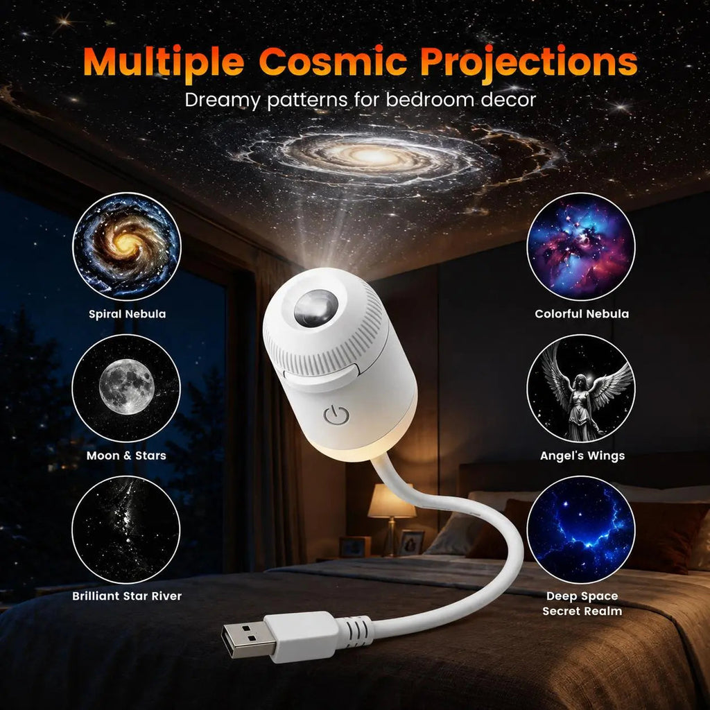Different celestial patterns displayed with the USB projector