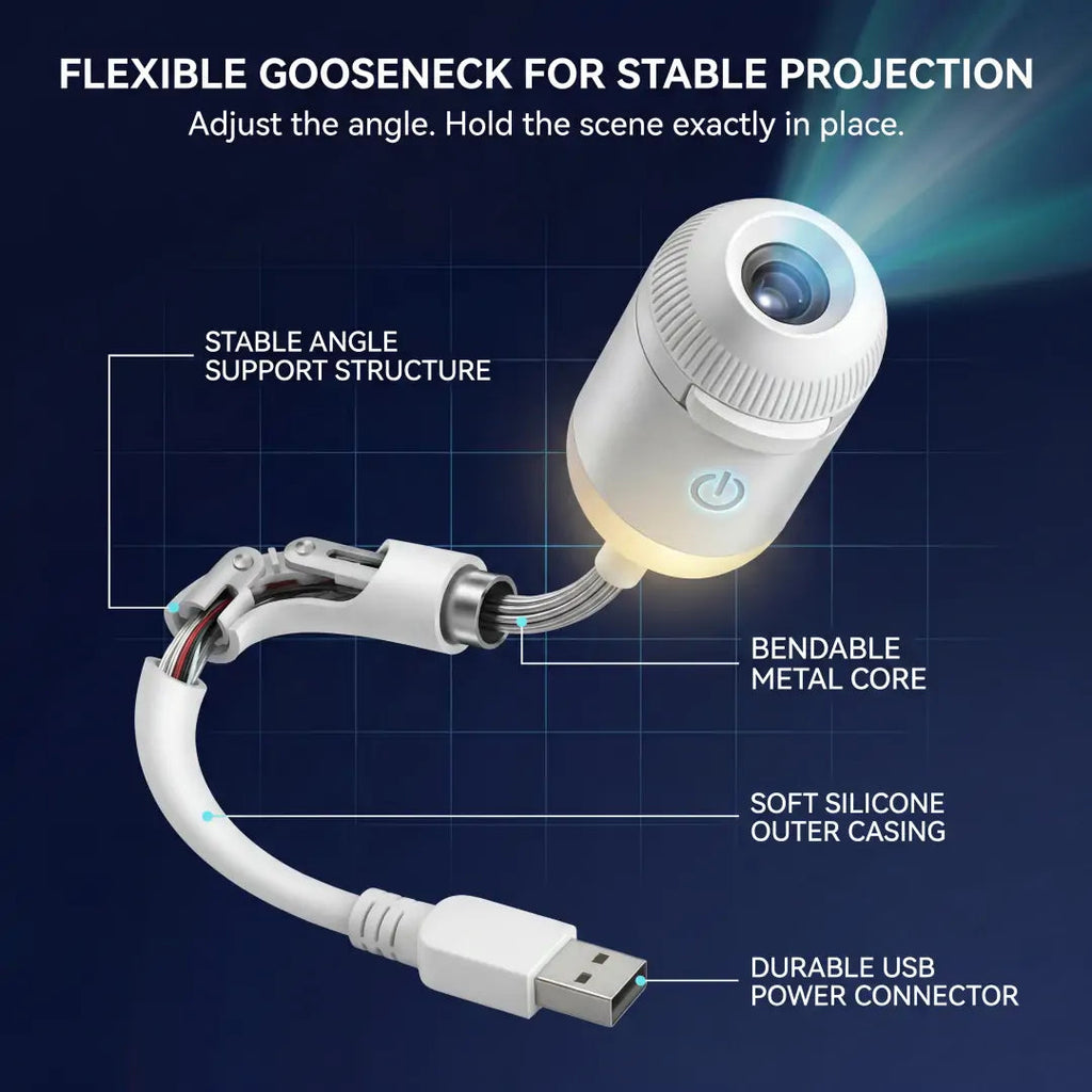 Flexible USB neck and projector body design