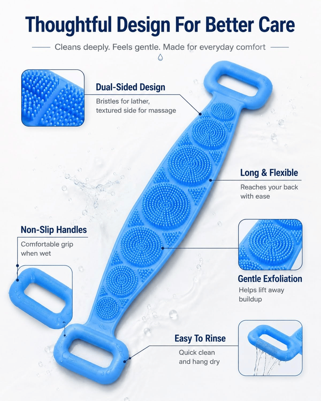 Silicone Double-Handle Body Scrubber