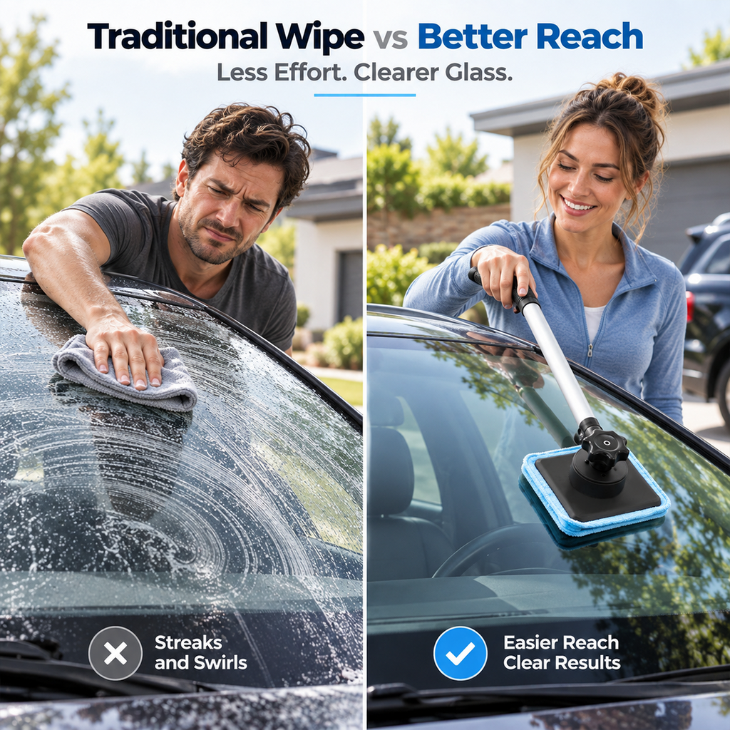 Comparison of windshield cleaning reach
