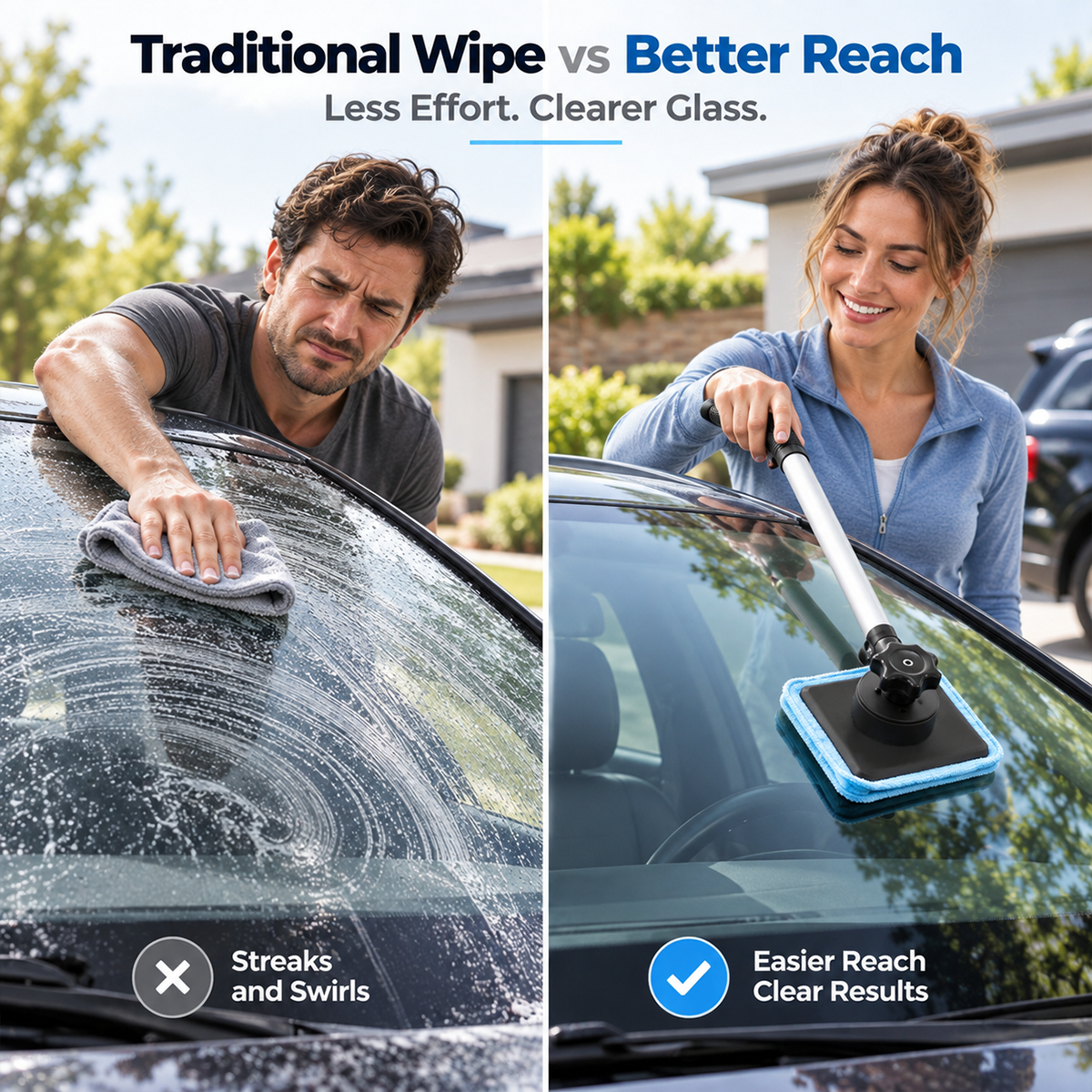 Comparison of windshield cleaning reach