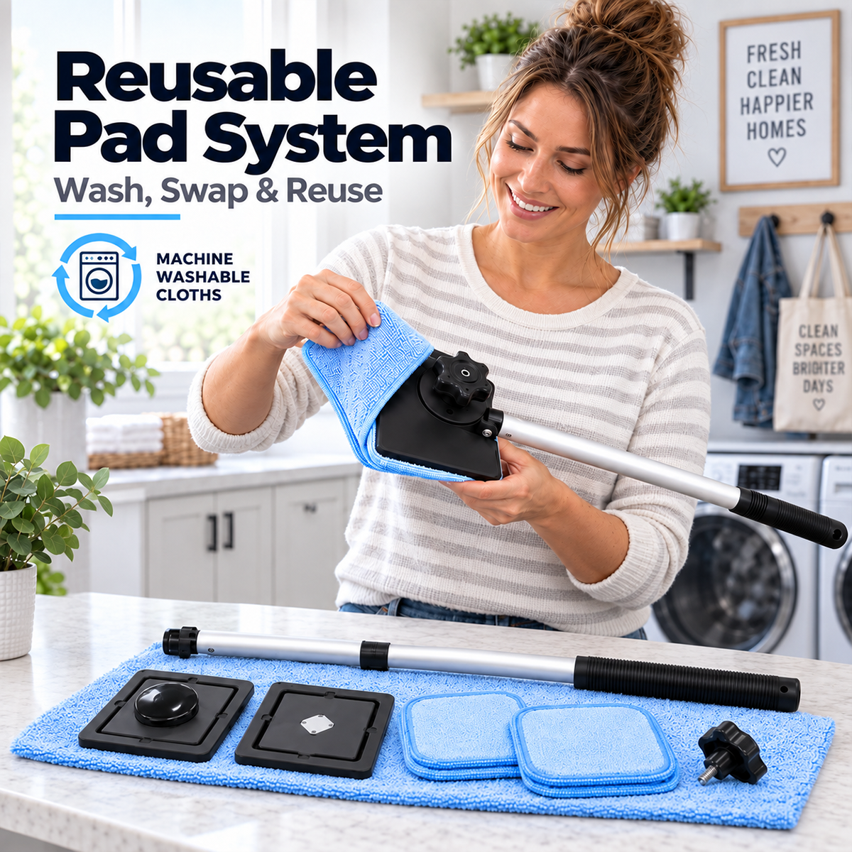 Cloth pad and cleaning heads with accessories