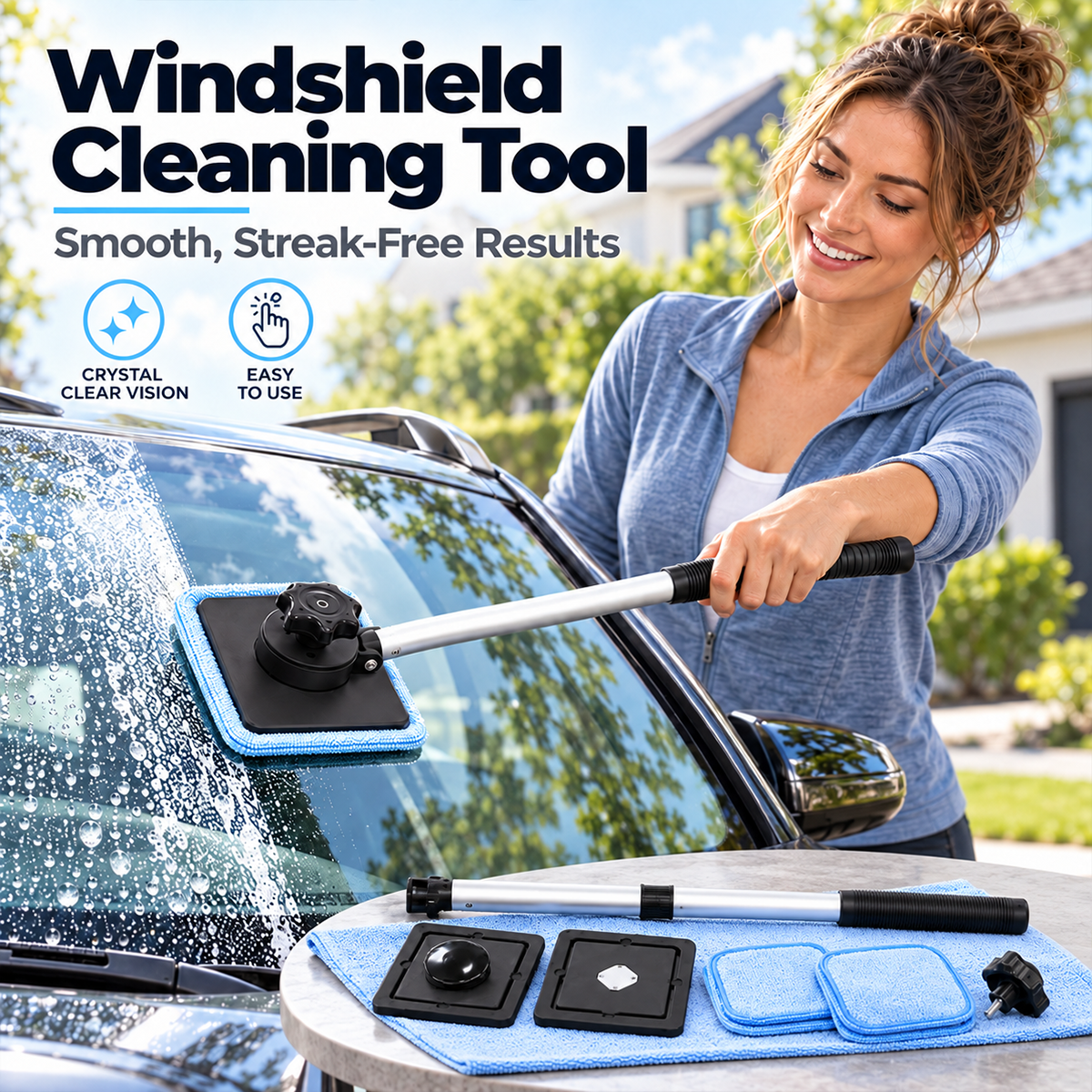 Magnetic cleaning kit and handle displayed together