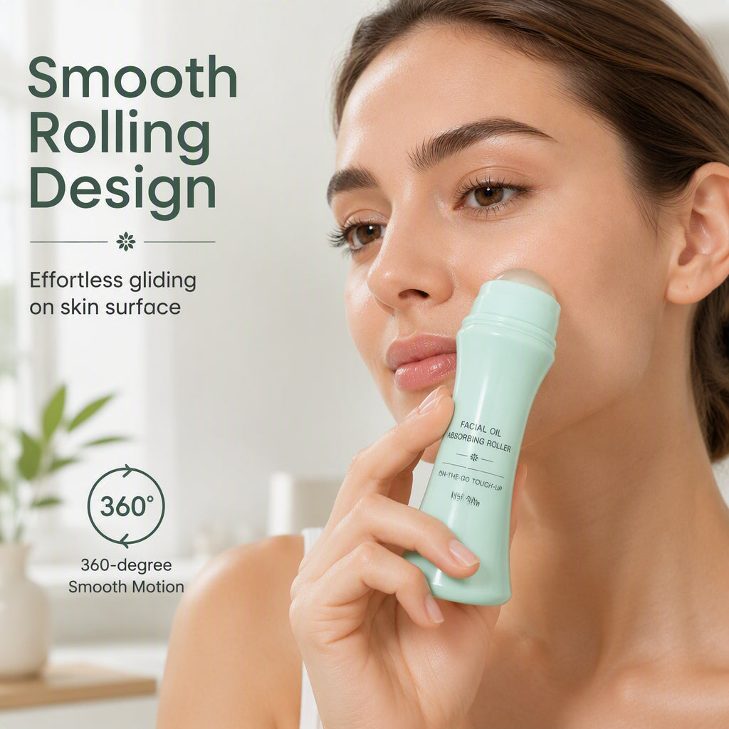 Facial roller held gently against a cheek