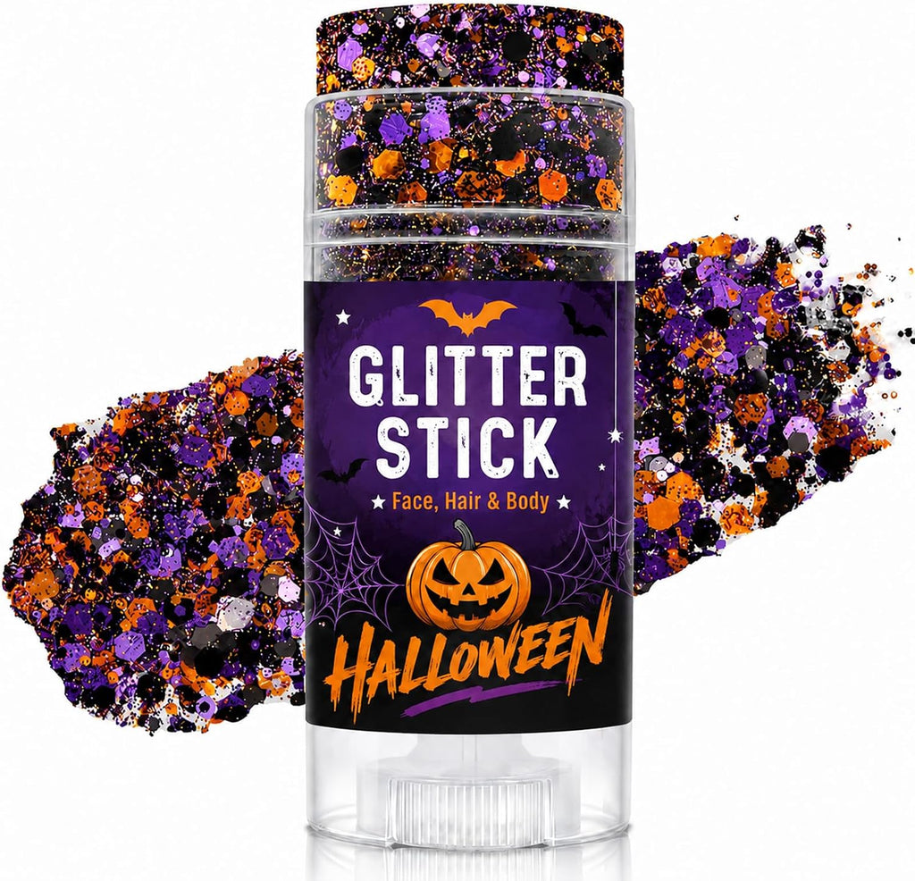 Purple, orange and black Halloween Pumpkin 1 glitter stick