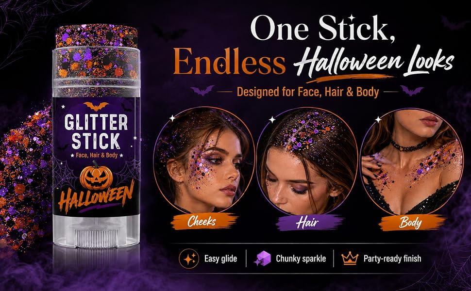 Halloween Glitter Stick for Face, Body & Hair