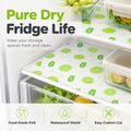 Lime-pattern liner on a refrigerator shelf