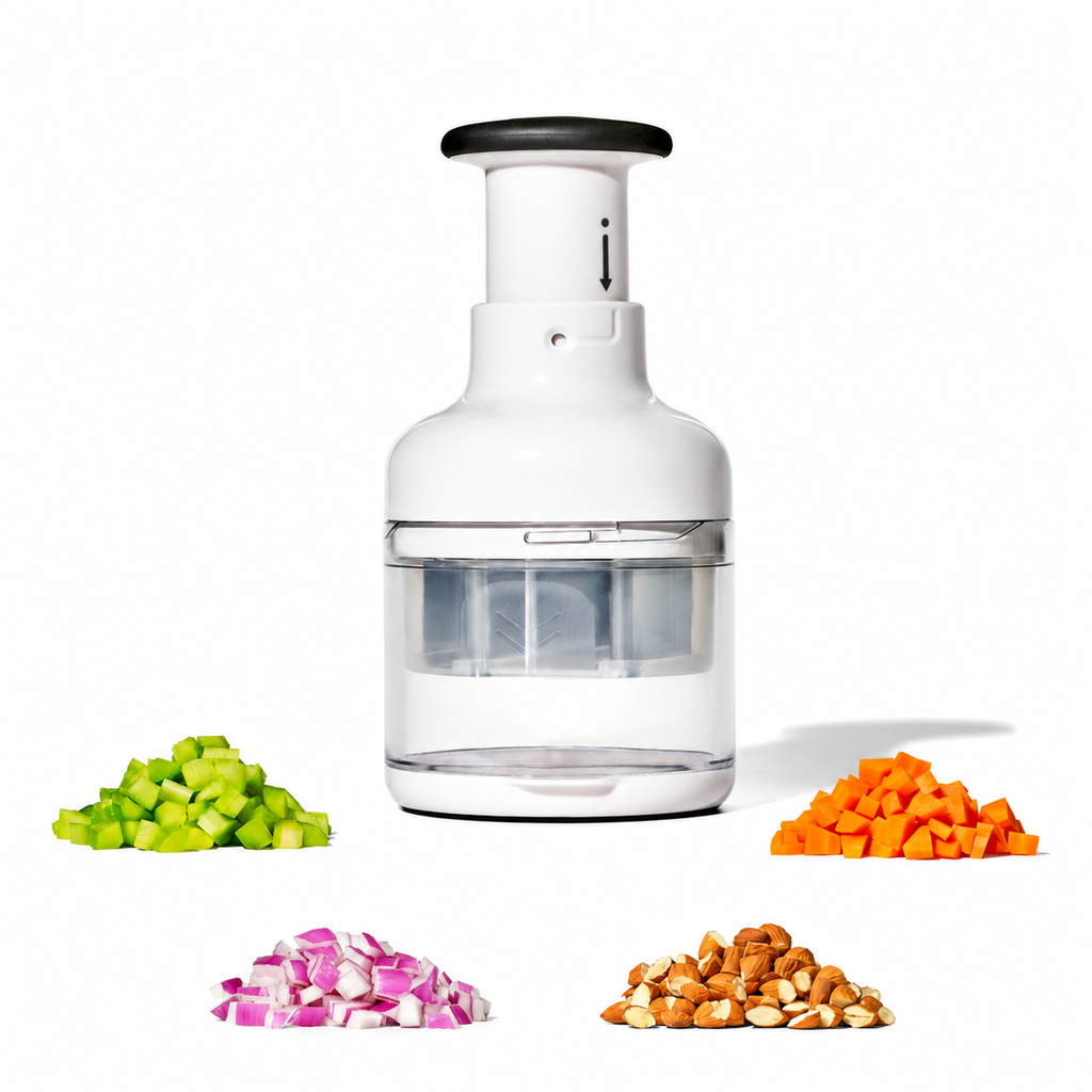 Food chopper with prepared vegetables