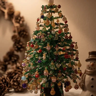 DIY Beaded Mini Christmas Tree Tabletop Decor Craft Kit