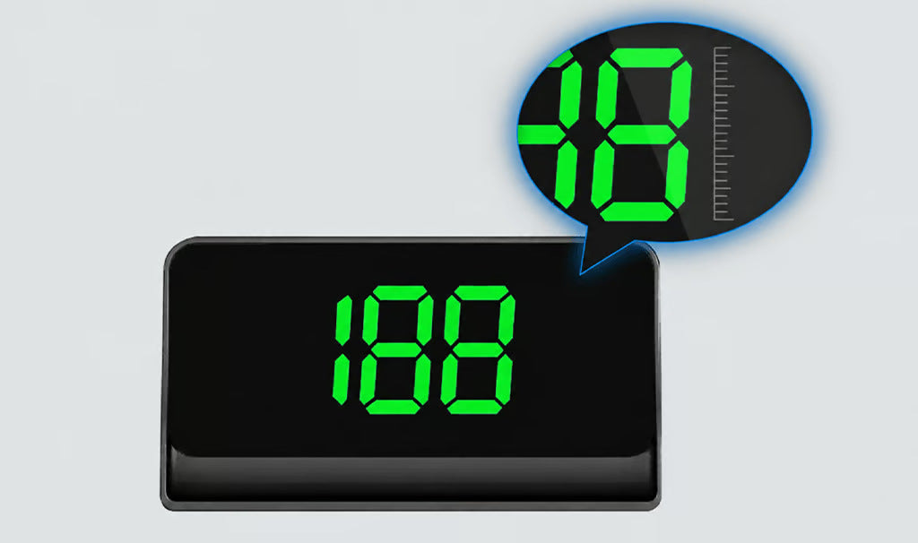 Green LED GPS speed display product close-up