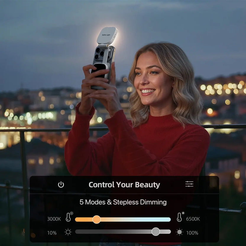 Selfie light used for an evening photo