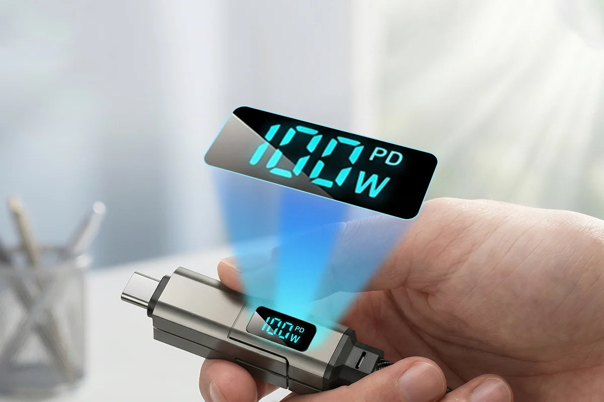 4-in-1 Digital Display Keychain Charging Cable