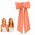Orange curling headband and styling example
