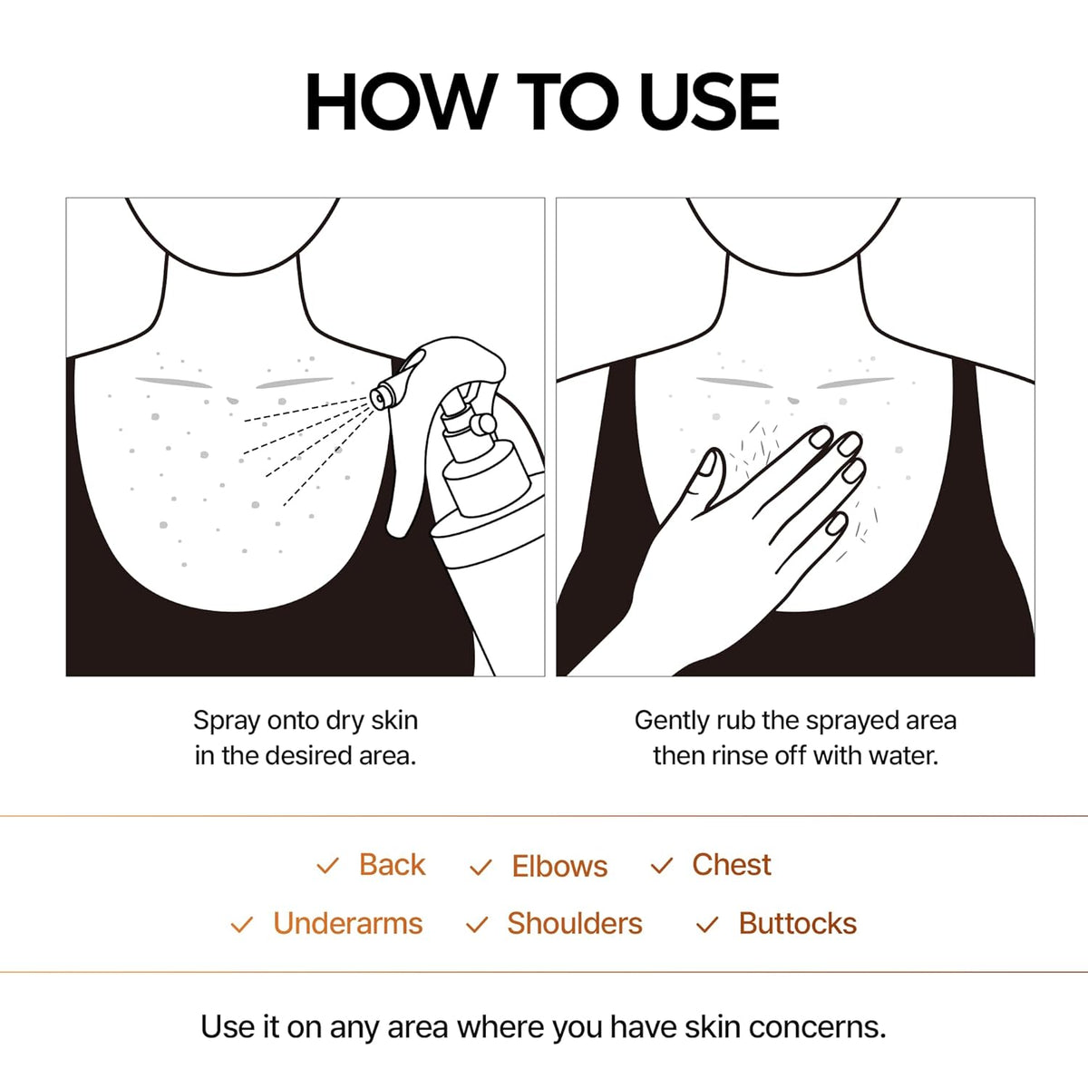 Body Exfoliating Spray with Kojic Acid and Turmeric