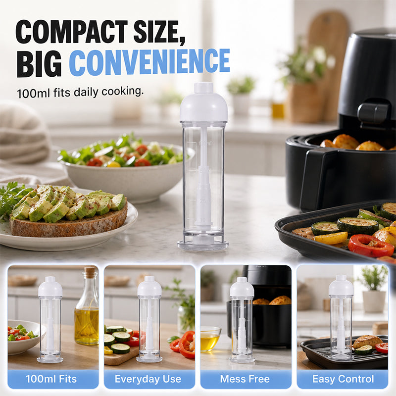 Cooking oil sprayer beside prepared vegetables on a kitchen counter