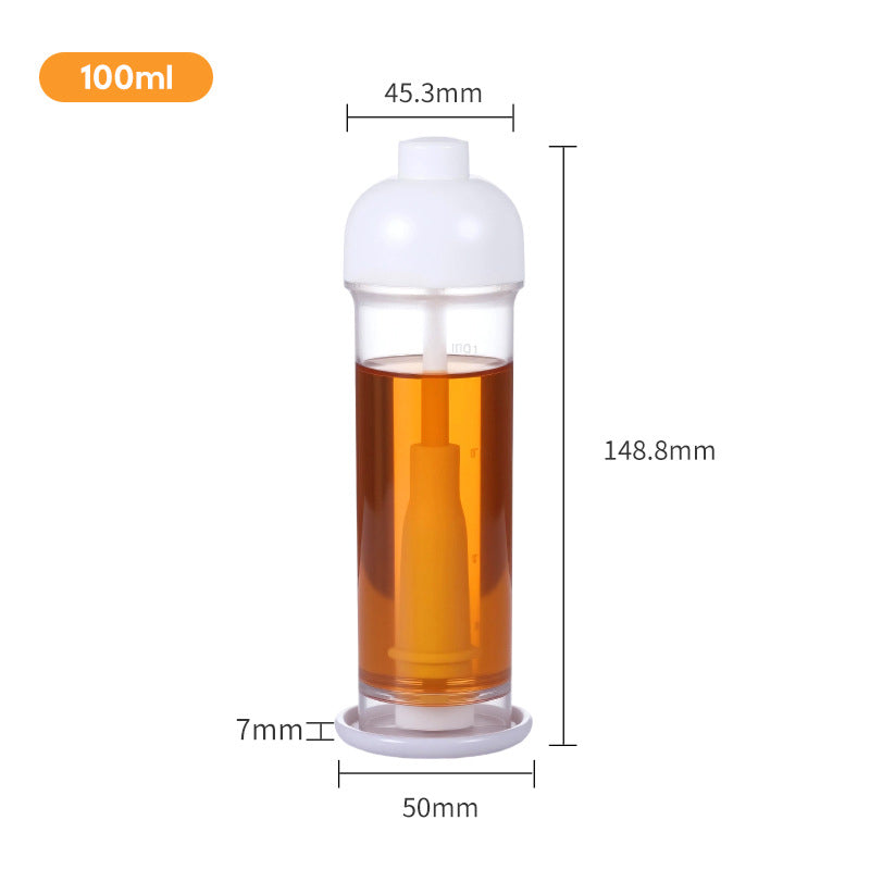 Cooking oil sprayer profile with a size illustration