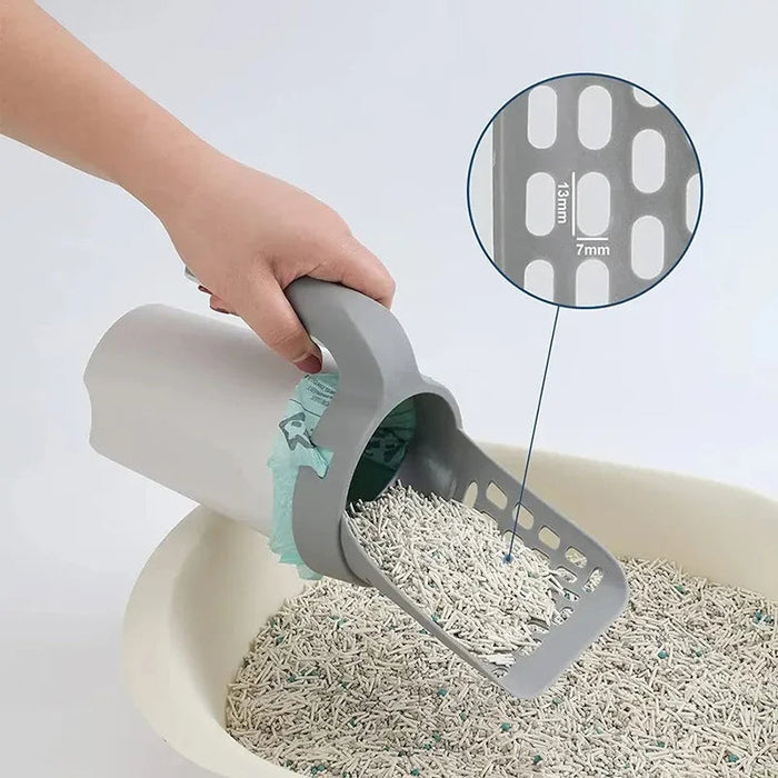 All-in-One Cat Litter Scoop with Waste Bag Dispenser