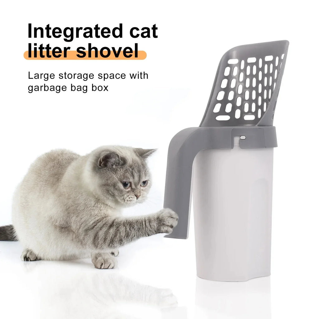 All-in-One Cat Litter Scoop with Waste Bag Dispenser