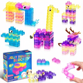 Colorful translucent jelly blocks built into animals and vehicles