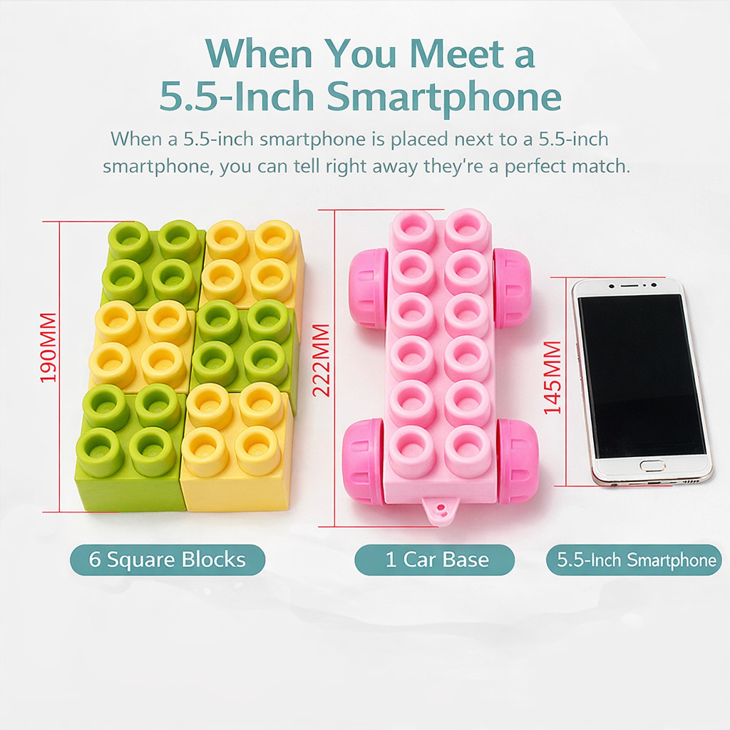 Different block shapes compared with a smartphone
