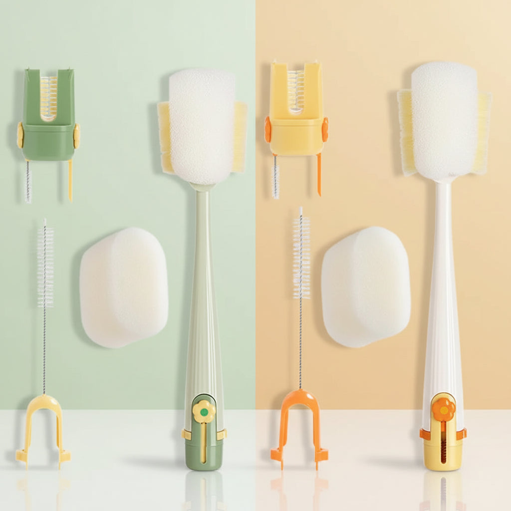 White and green brush sets with cleaning pieces