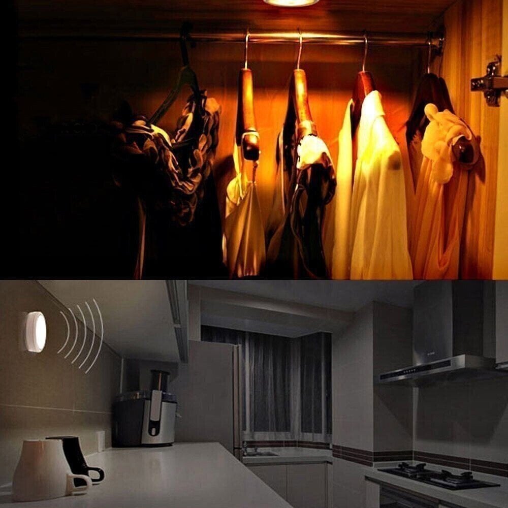 Night lights in a wardrobe and kitchen