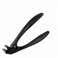 Black stainless steel nail clipper on white background