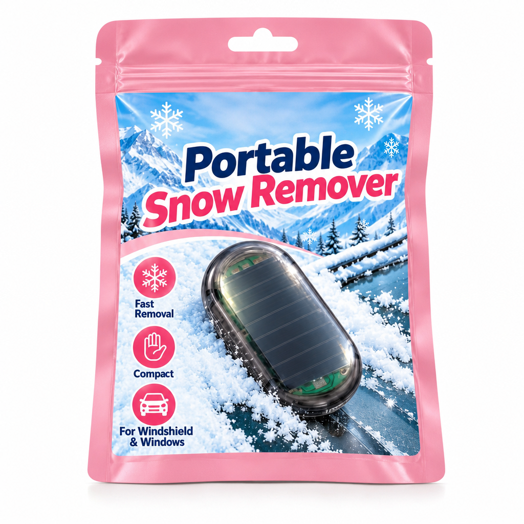 Portable snow remover device in its package