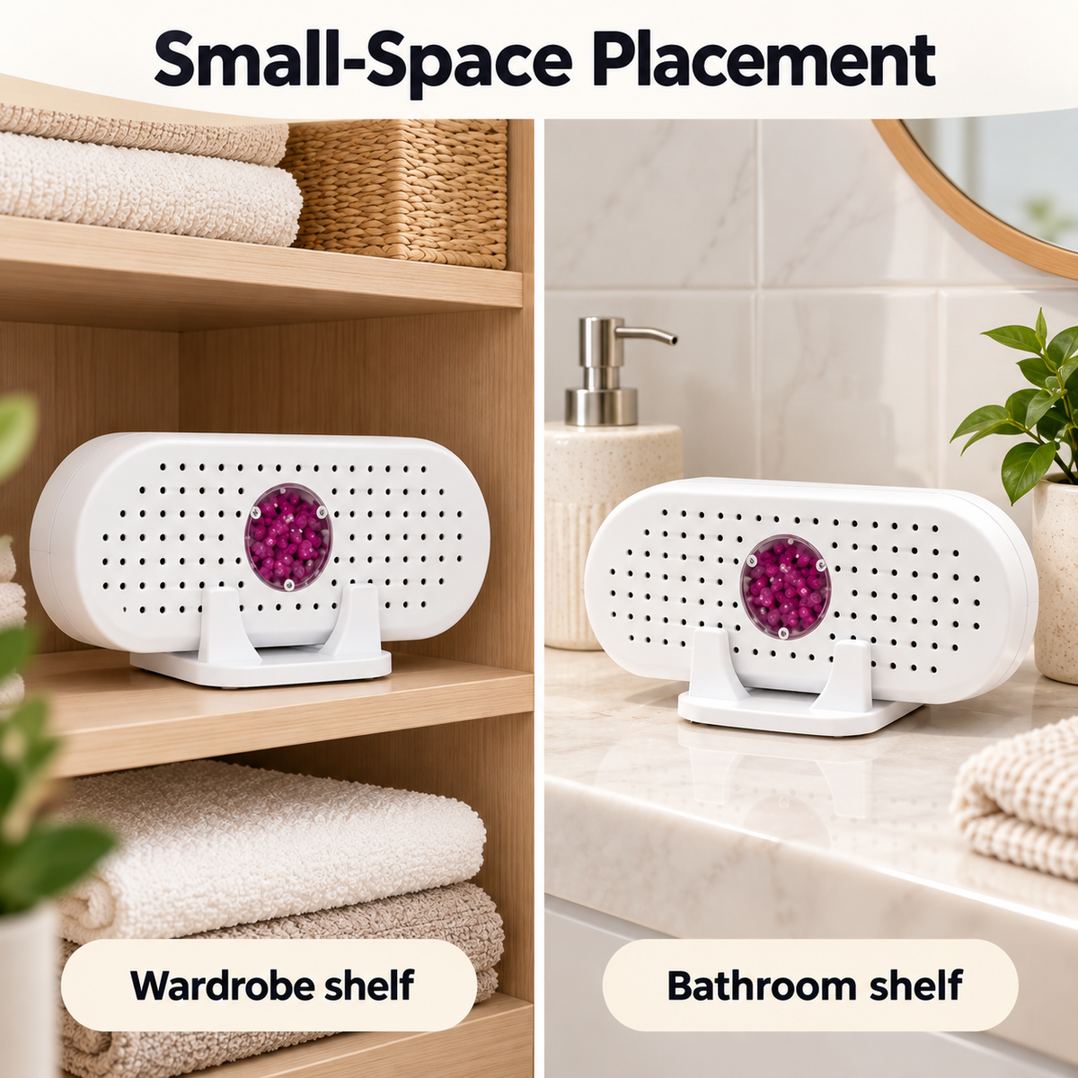 Mini Rechargeable Dehumidifier Reusable Moisture Absorber for Wardrobe and Bathroom
