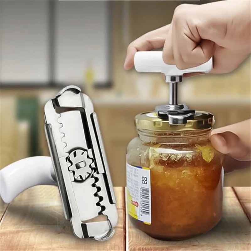 White opener gripping a jar lid