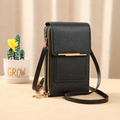 Black touchscreen phone crossbody bag