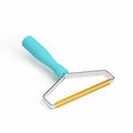 Blue handheld manual pet hair remover with plain handle