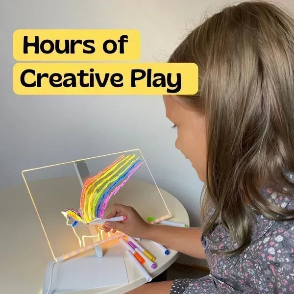 Drawing a rainbow on the clear acrylic panel