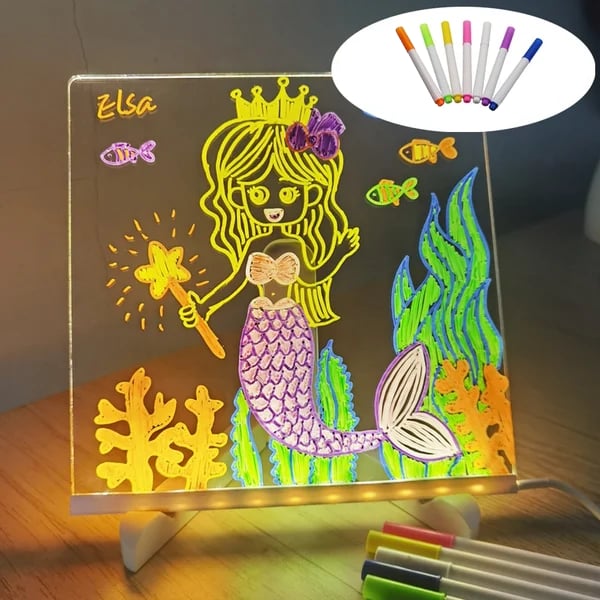 LED Acrylic Glowing Note Board with Colors Dry Erase Message Board