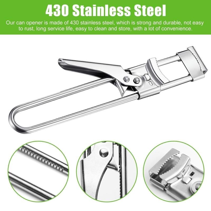 Stainless steel opener with handle and jaw details