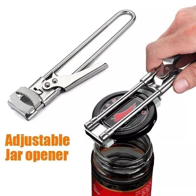 Adjustable opener positioned on a jar lid