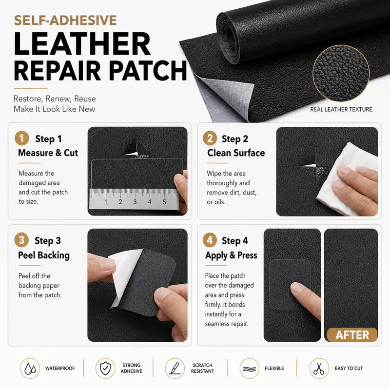 Measure, clean, peel and press application steps