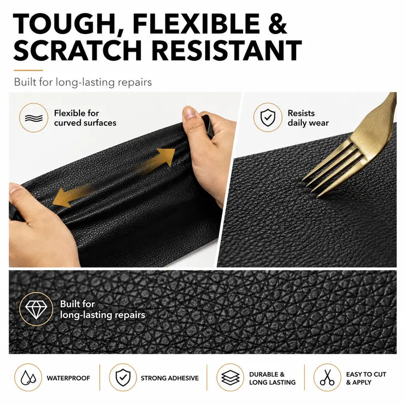 Flexible textured repair sheet shown bending and being cut