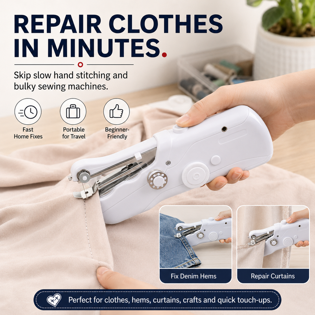 Handheld machine for small fabric repairs