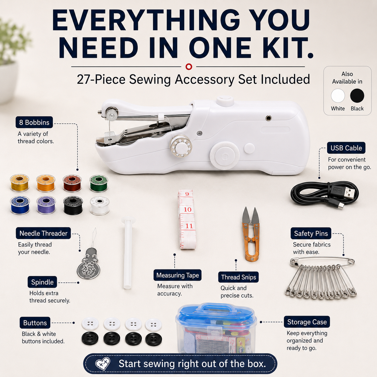 Sewing machine with sewing accessories
