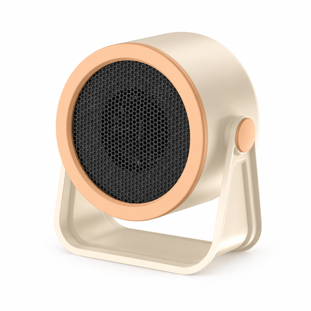 Ivory NFJ-1 desktop space heater with circular grille and stand