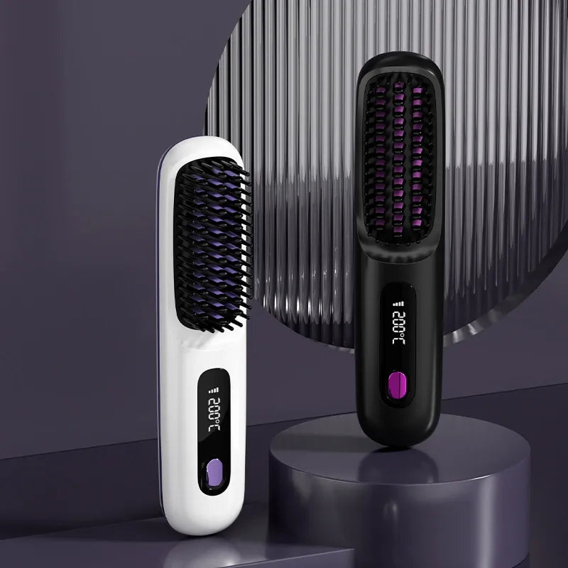 Cordless Heated Hair Straightener Brush