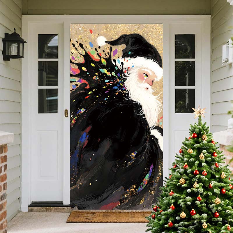 Christmas Santa Claus Front Door Cover Decoration Banner