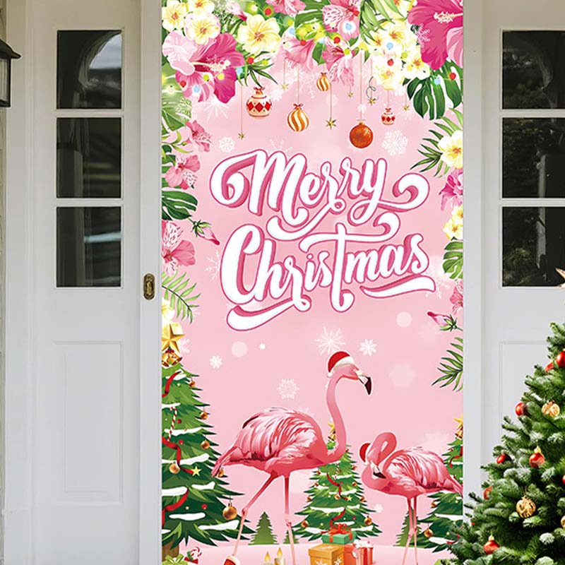 Christmas Santa Claus Front Door Cover Decoration Banner