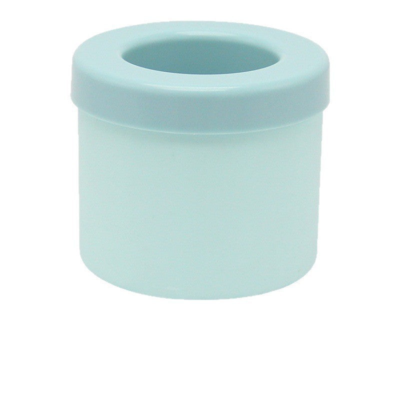 Blue silicone ice maker cup on white background