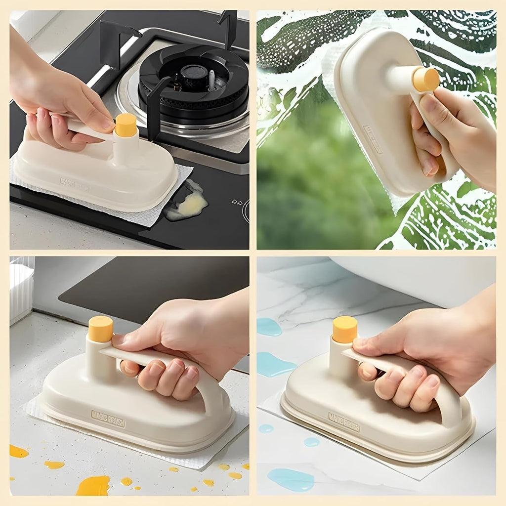 Reusable Kitchen Cleaning Brush Handle with Disposable Cloth Refills