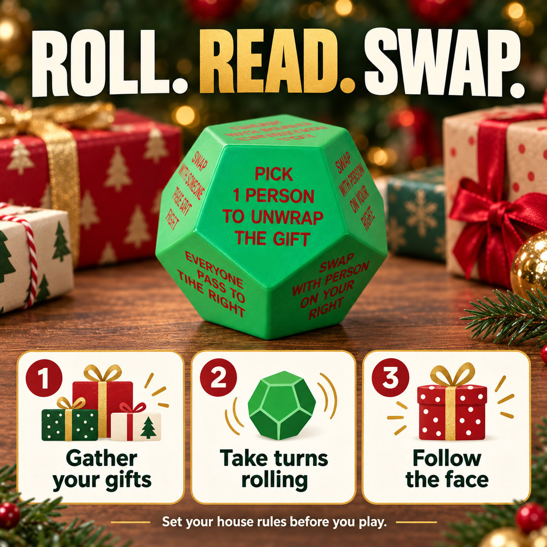 Christmas Gift Exchange Game Dice, Polyhedral Party Game Toy