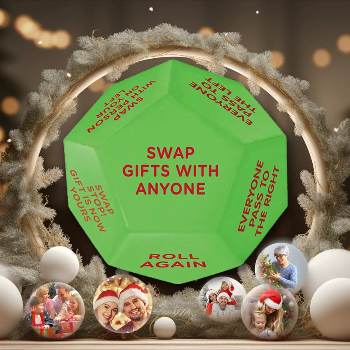 Christmas Gift Exchange Game Dice, Polyhedral Party Game Toy