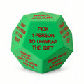 Text Design green gift exchange die on a white background