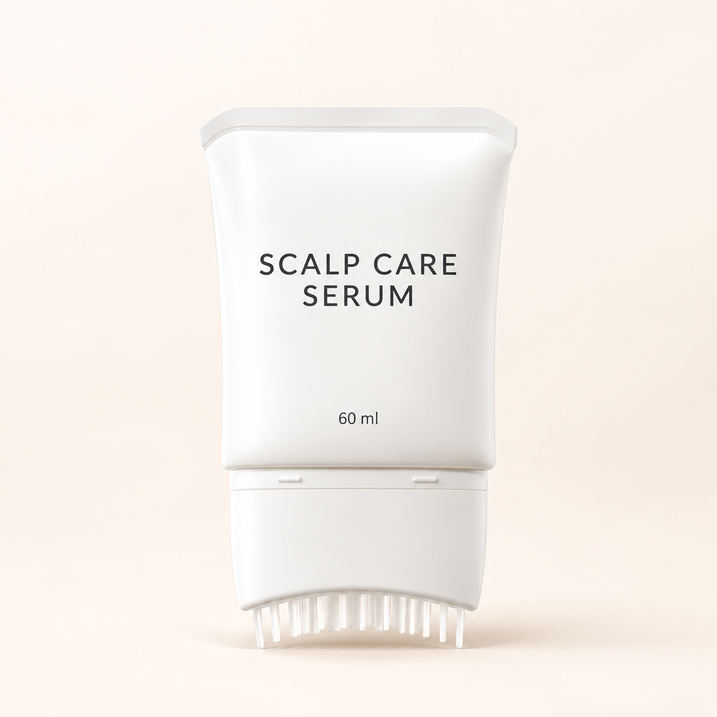 60 ml scalp care serum bottle with integrated brush
